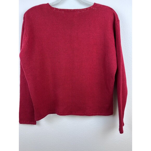 Vintage Milano Christmas Sweater Women L Red Holiday Cardigan Snowman Reindeer - Picture 3 of 14